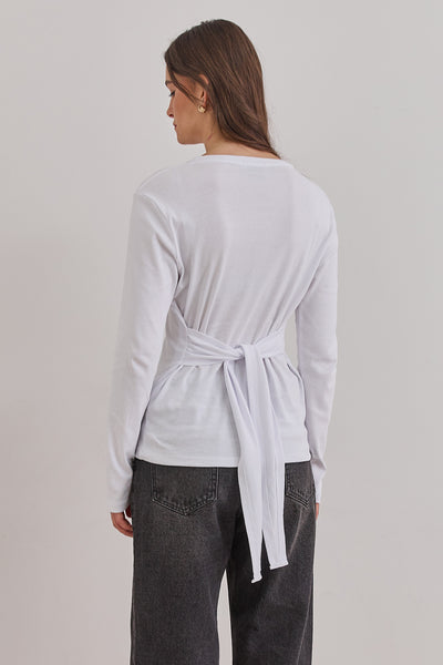 חולצת אן מרי רצועות קשירה | לבן