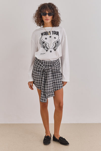 חולצת מלודי פרינט שרוולים ארוכים | לבן