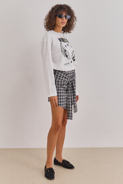 חולצת מלודי פרינט שרוולים ארוכים | לבן