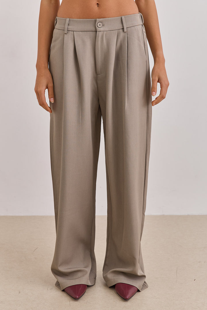 מכנסיים מחויטים לירוי גזרה רחבה | חאקי