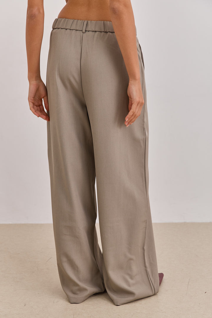 מכנסיים מחויטים לירוי גזרה רחבה | חאקי