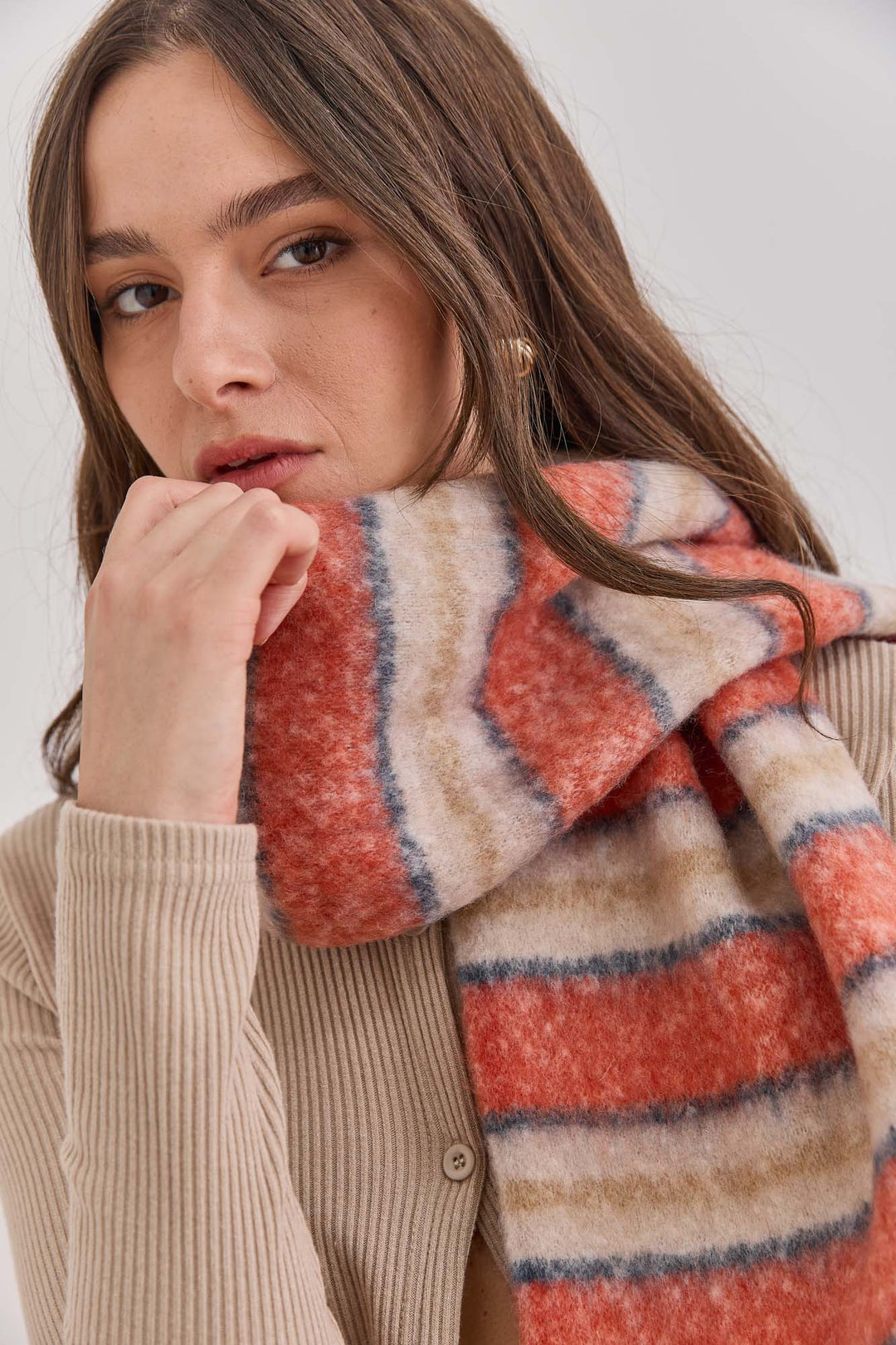 צעיף מוסקו סטרייפס | כתום