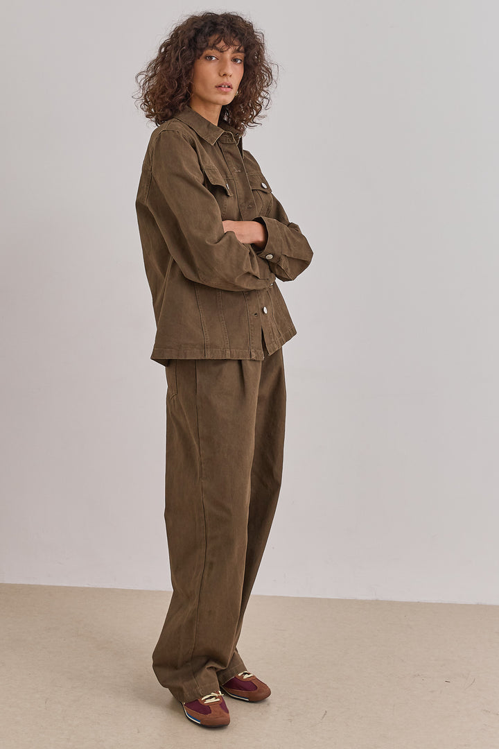 ג'קט דנים ברי גזרת אוברסייז | חום