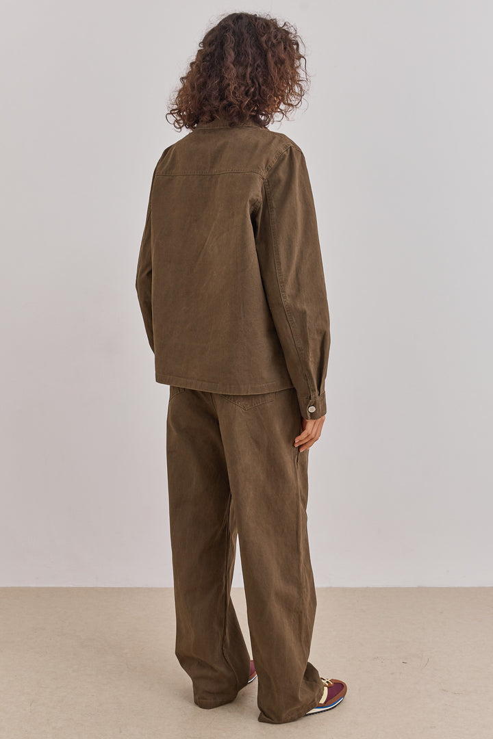 ג'קט דנים ברי גזרת אוברסייז | חום