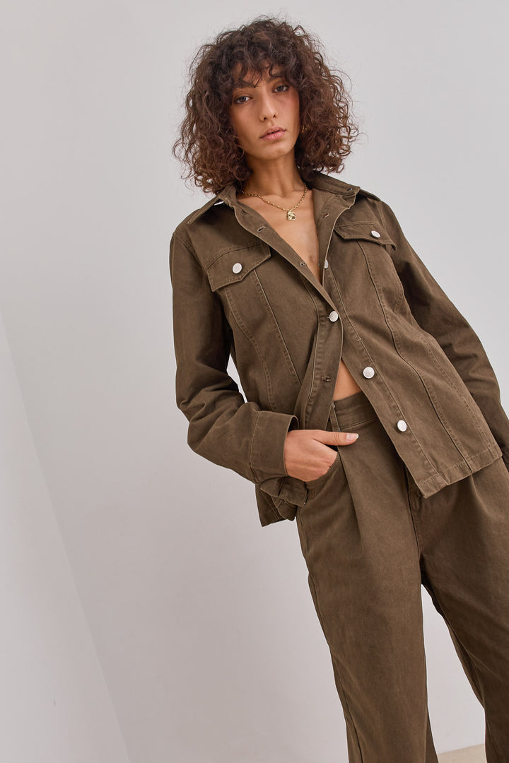 ג'קט דנים ברי גזרת אוברסייז | חום