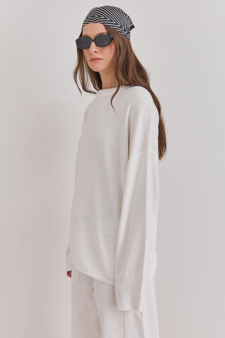 חולצת סריג טוקיו צווארון ניקי | לבן