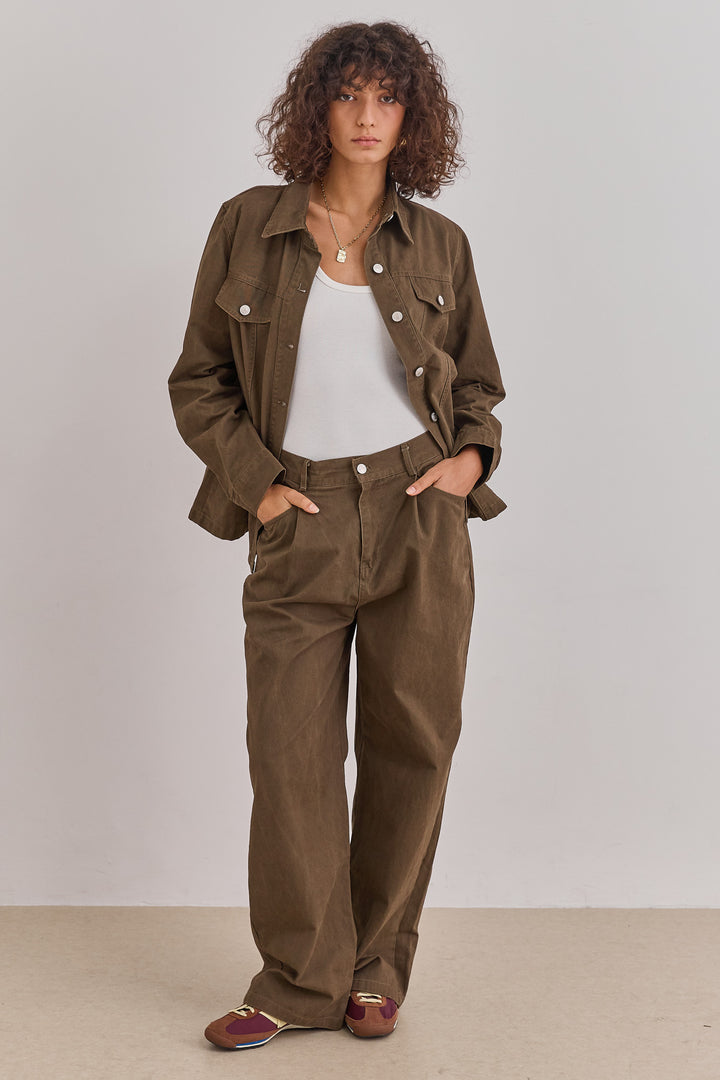 ג'קט דנים ברי גזרת אוברסייז | חום