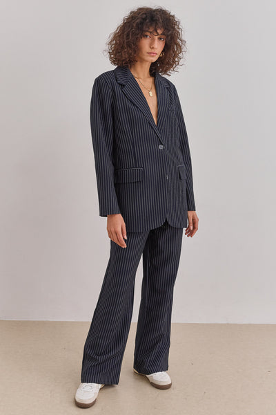 בלייזר מחויט ביל סטרייפס | כחול נייבי