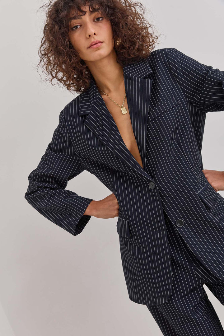 בלייזר מחויט ביל סטרייפס | כחול נייבי