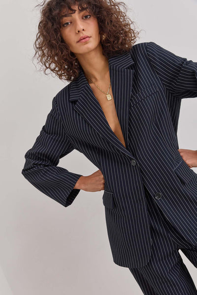 בלייזר מחויט ביל סטרייפס | כחול נייבי