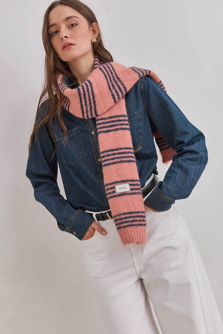צעיף אלסקה סטרייפס | ורוד/כחול
