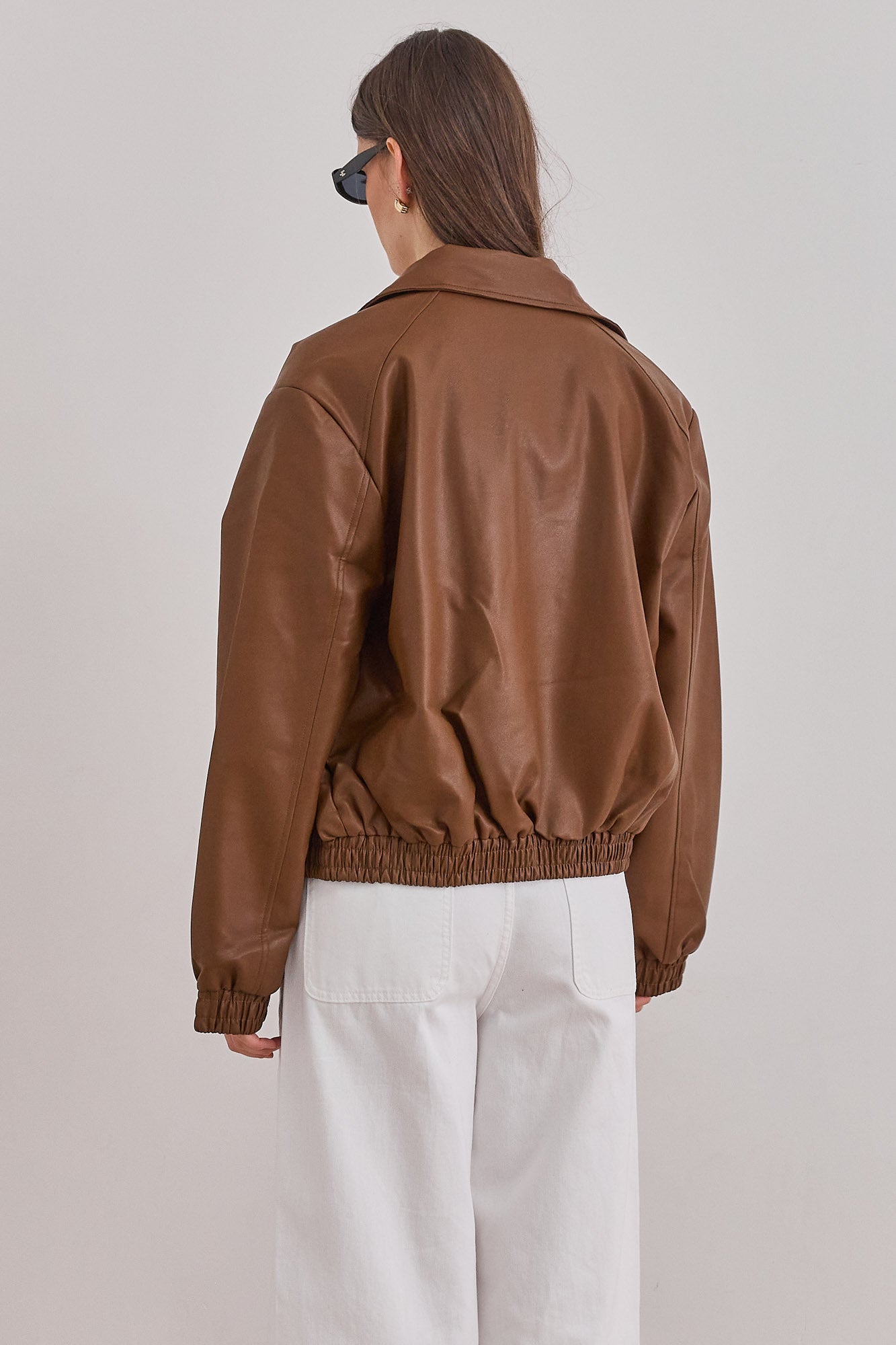 ג'קט גלן דמוי עור | חום