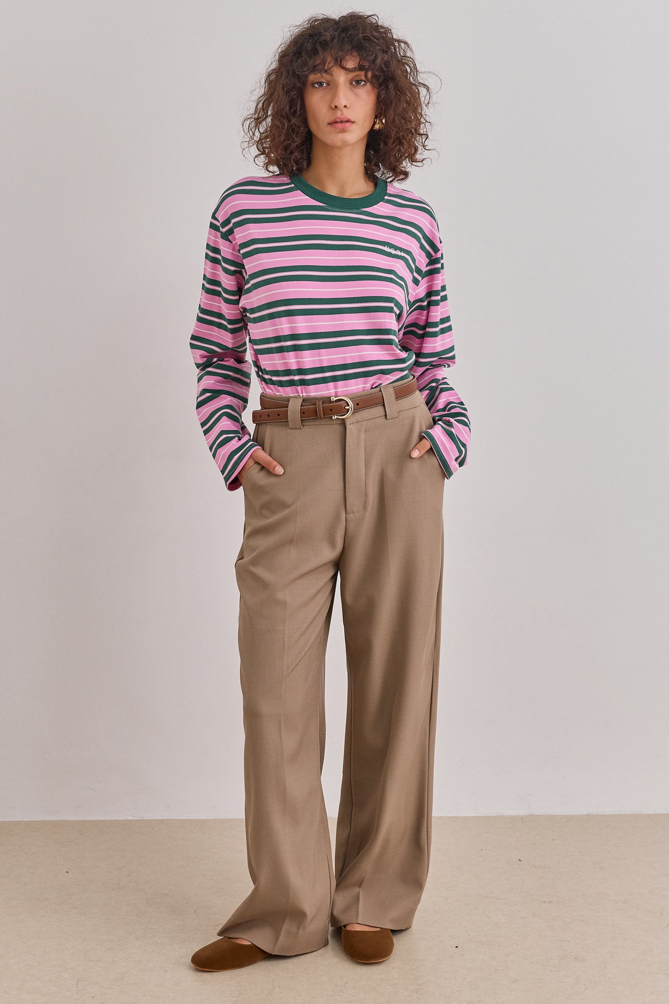 מכנסיים מחויטים בנג'מין גזרה ישרה | חאקי