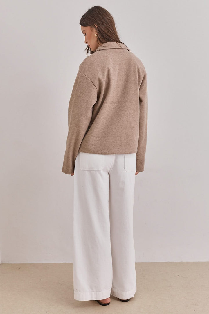 מעיל צמרירי אנאבל בשילוב צווארון | מוקה