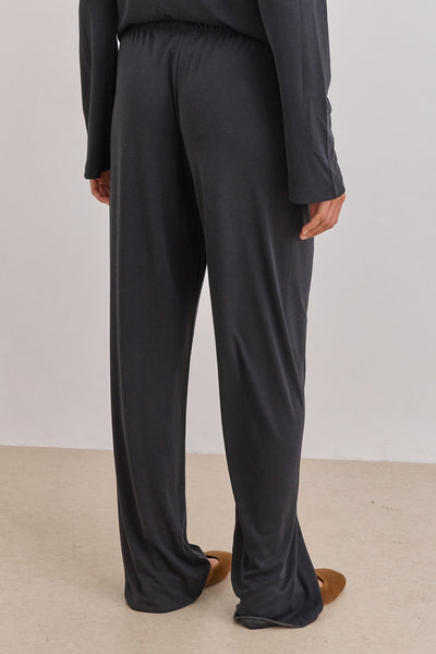 מכנסי ברטה גזרה ישרה גומי מותן | שחור