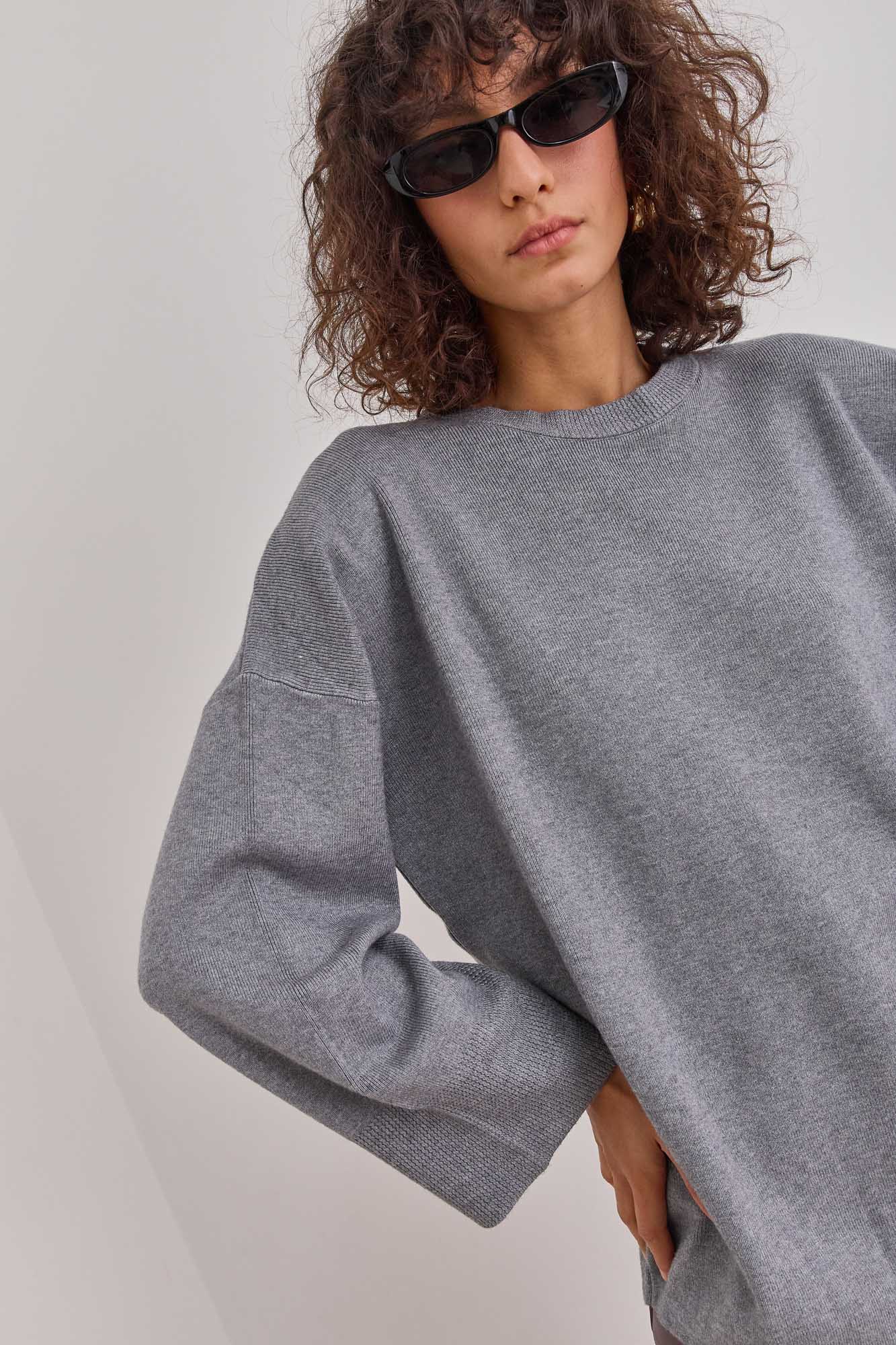 חולצת סריג טוקיו צווארון ניקי | אפור