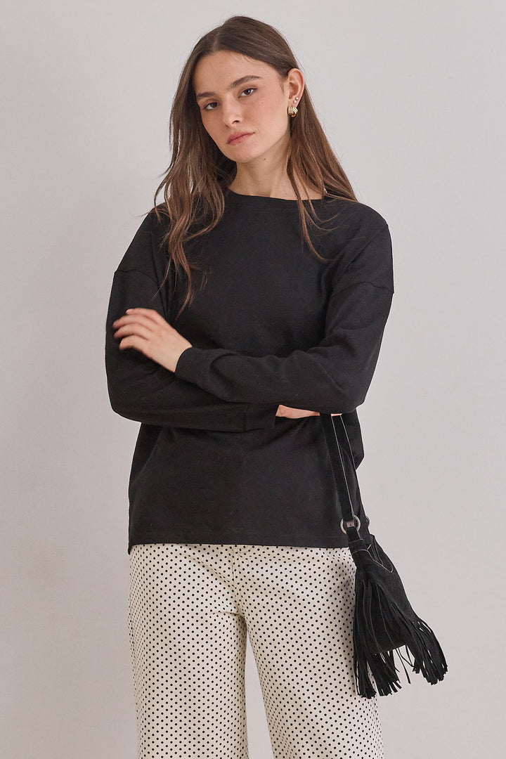 טי שירט בייסיק אשלי בד שקפקף | שחור