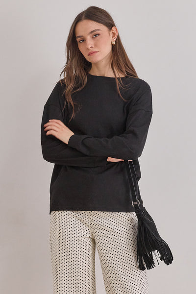 טי שירט בייסיק אשלי בד שקפקף | שחור