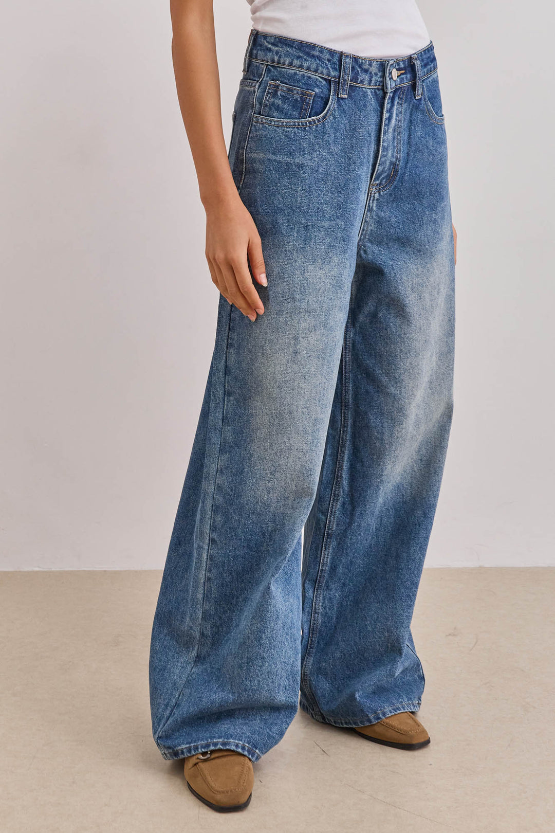 מכנסי דנים עמנואל גזרה רחבה | ג'ינס