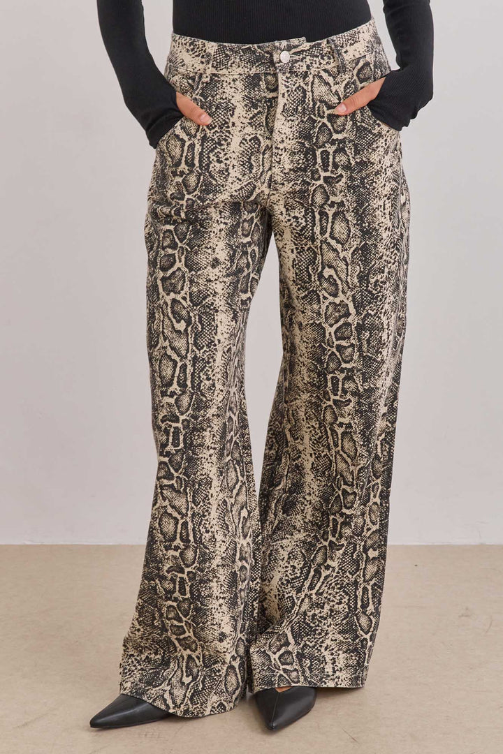 מכנסי דנים סנייק גזרה רחבה | מנוחש