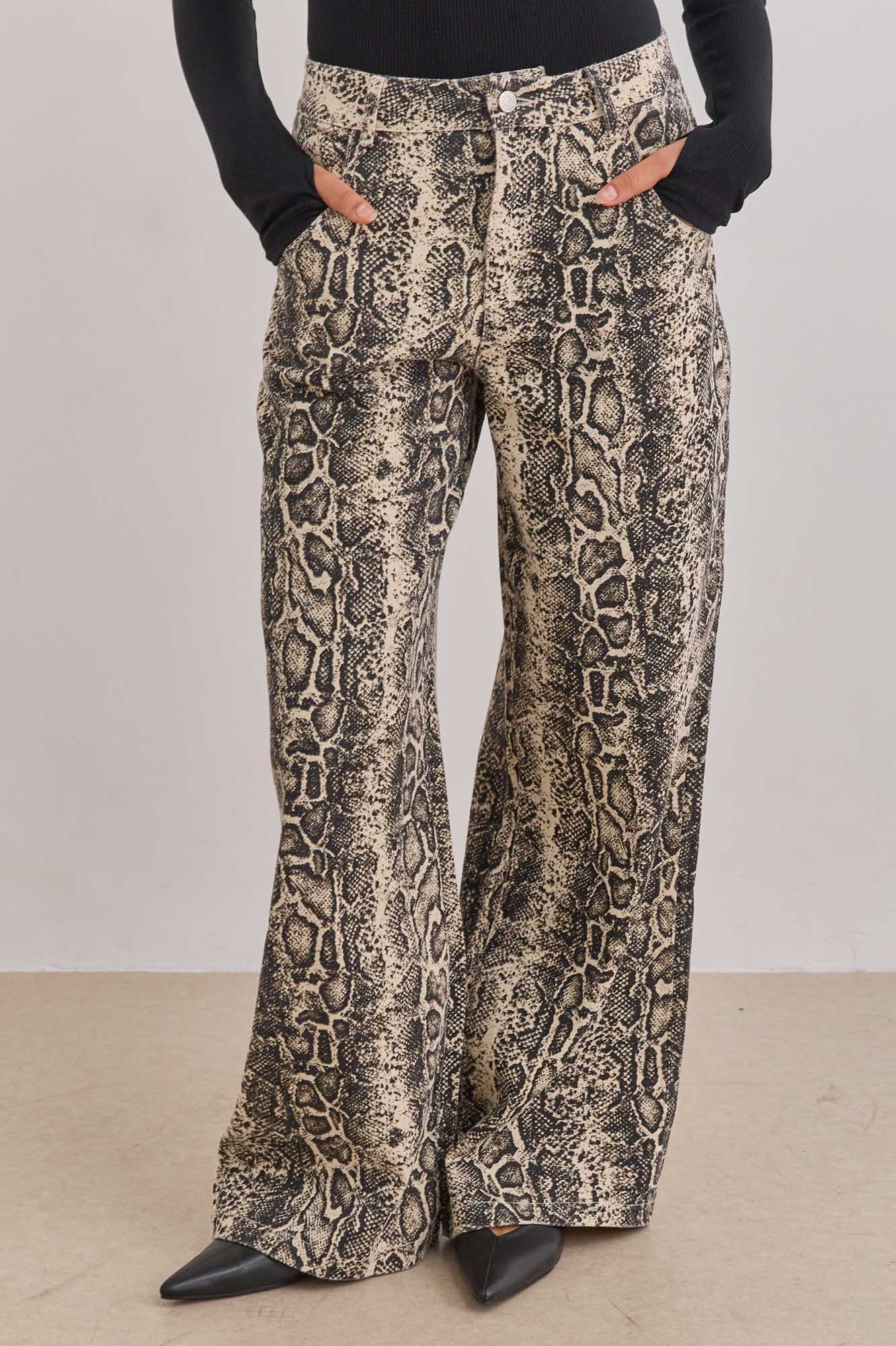 מכנסי דנים סנייק גזרה רחבה | מנוחש