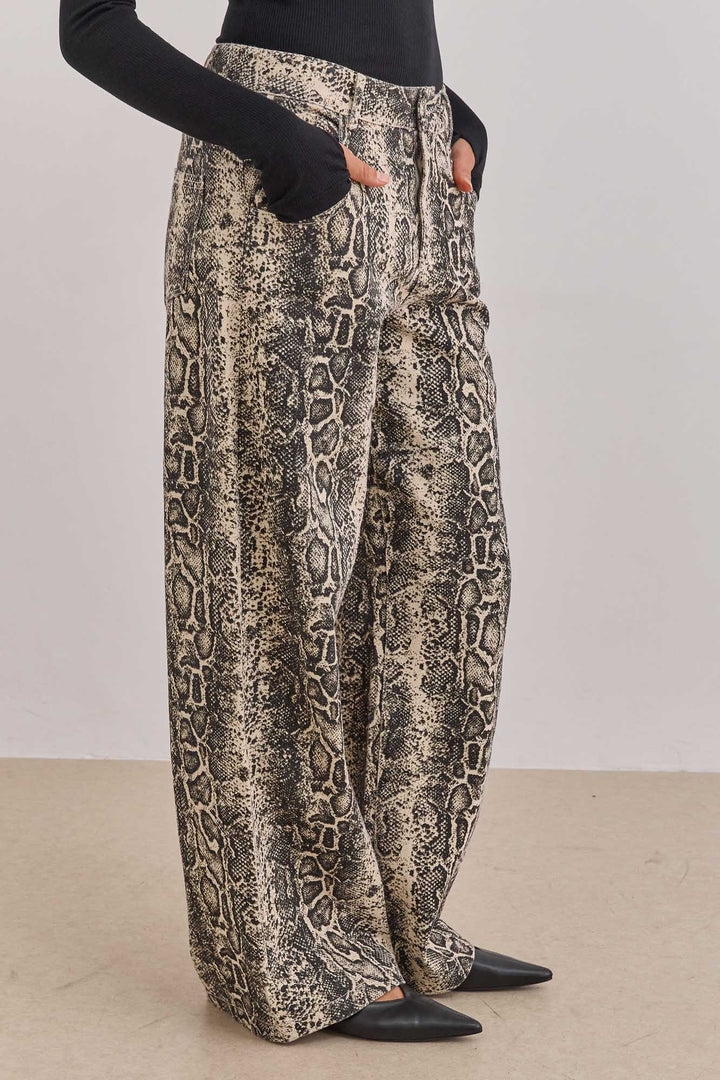 מכנסי דנים סנייק גזרה רחבה | מנוחש