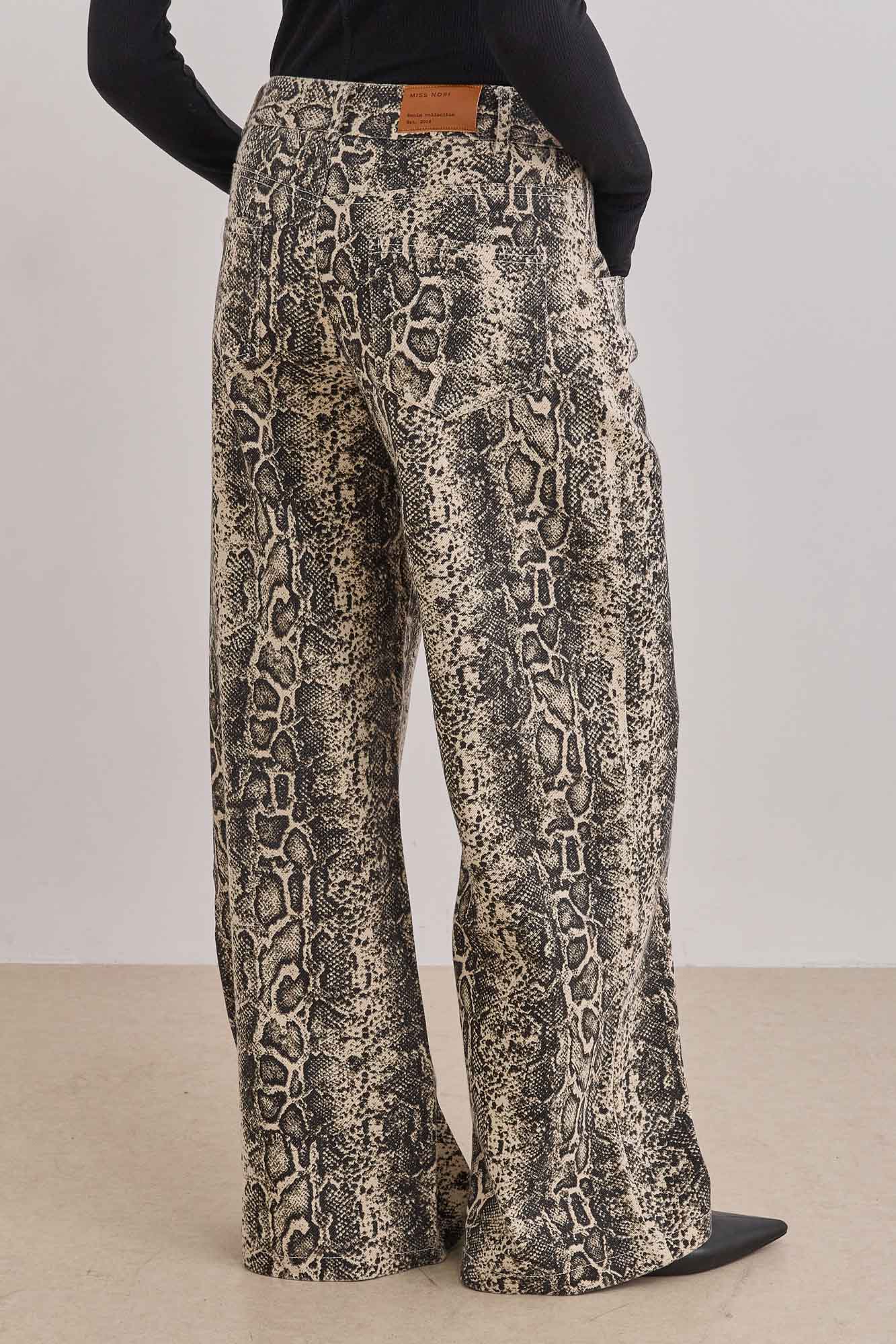 מכנסי דנים סנייק גזרה רחבה | מנוחש