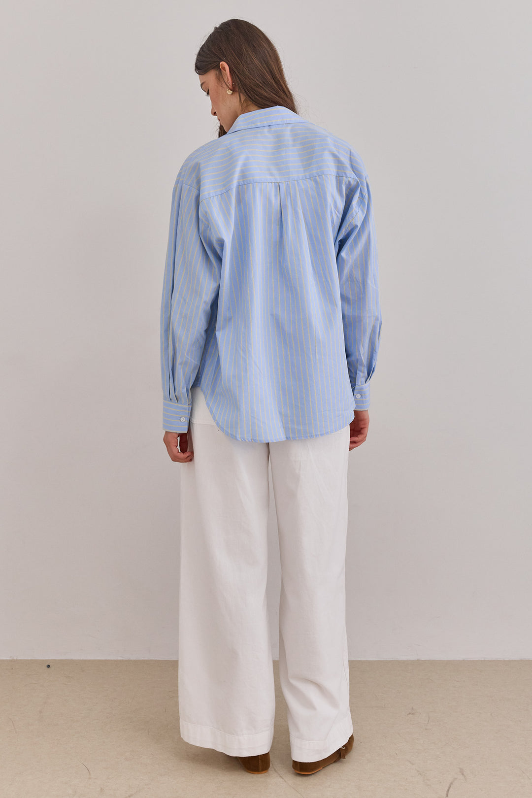 מכופתרת איוון סטרייפס | תכלת/צהוב