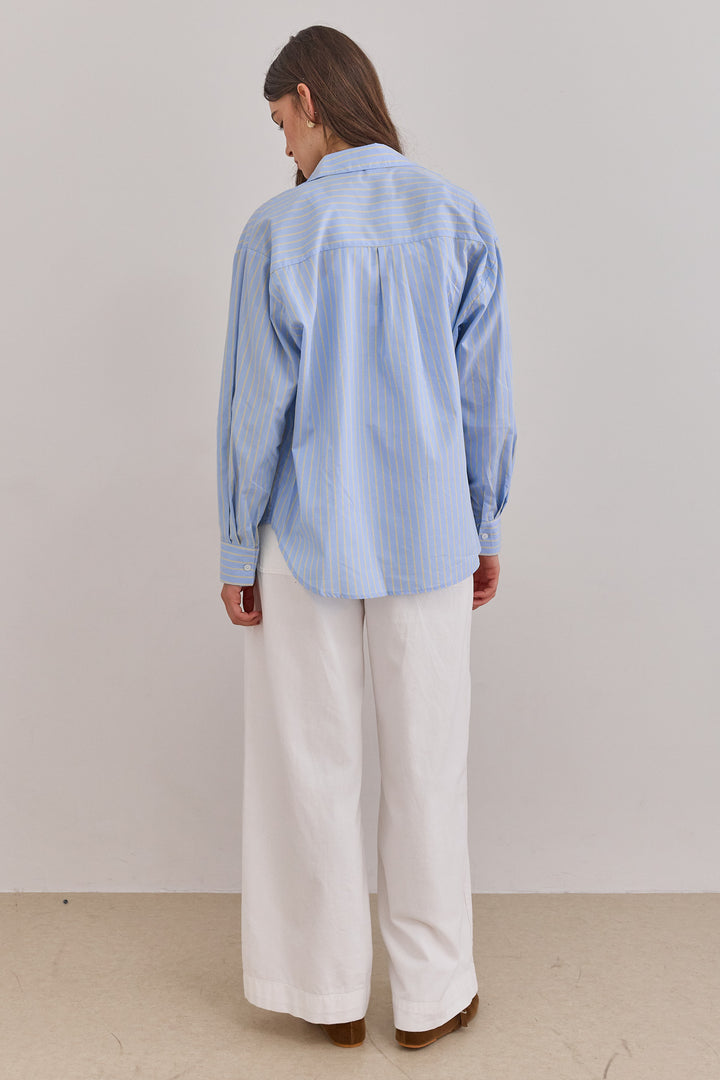 מכופתרת איוון סטרייפס | תכלת/צהוב