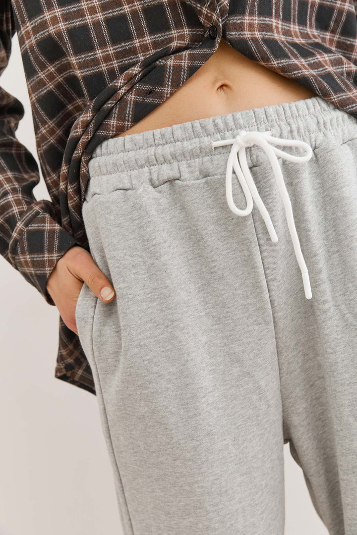 מכנסי פרנץ' טרי ניס גזרת אוברסייז | אפור