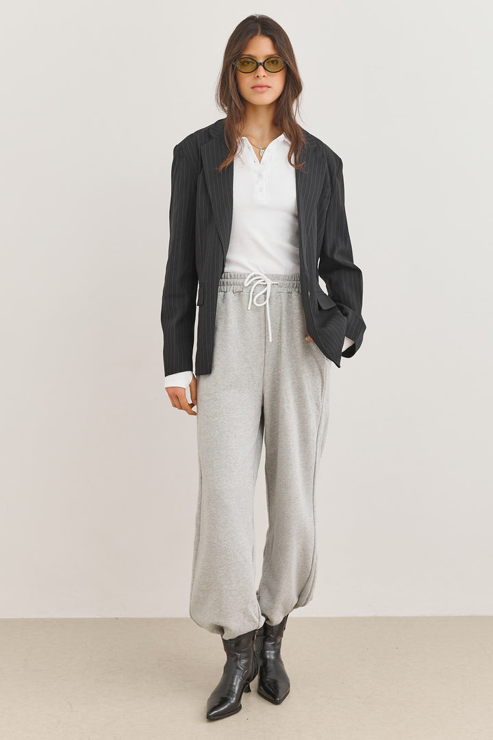 מכנסי פרנץ' טרי ניס גזרת אוברסייז | אפור