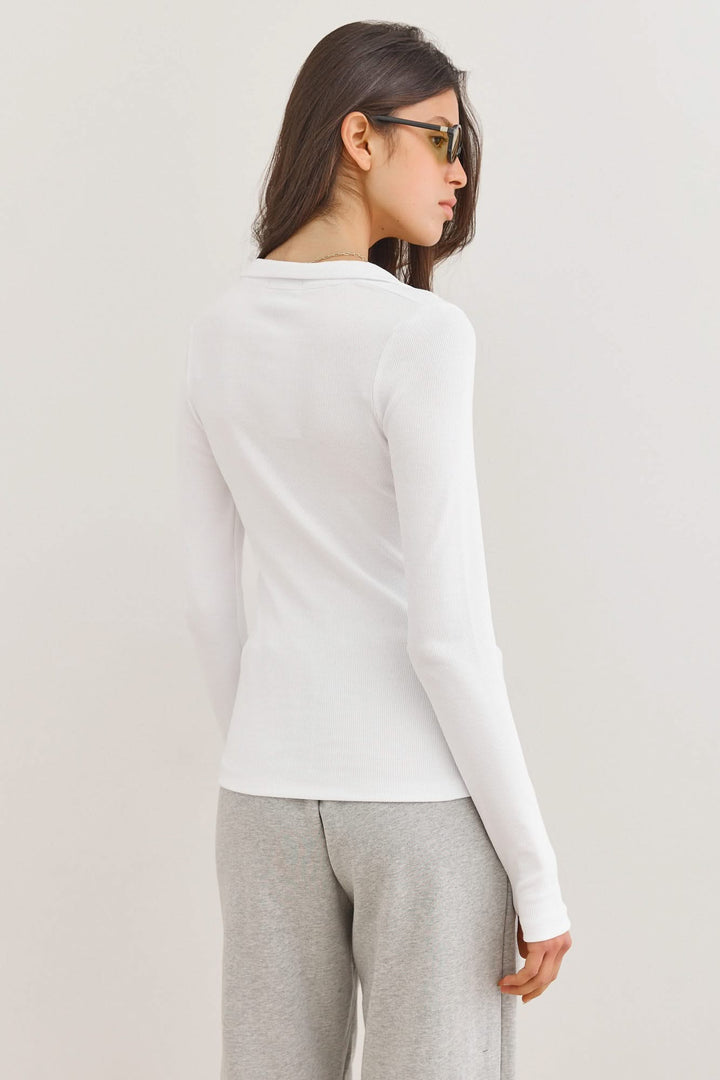 חולצת פולו שיינה שרוול ארוך | לבן