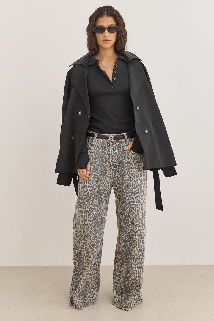 חולצת פולו שיינה שרוול ארוך | שחור