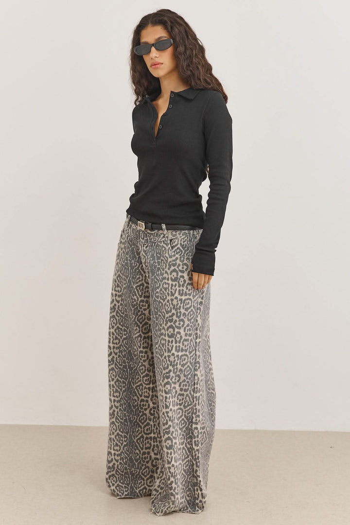 חולצת פולו שיינה שרוול ארוך | שחור