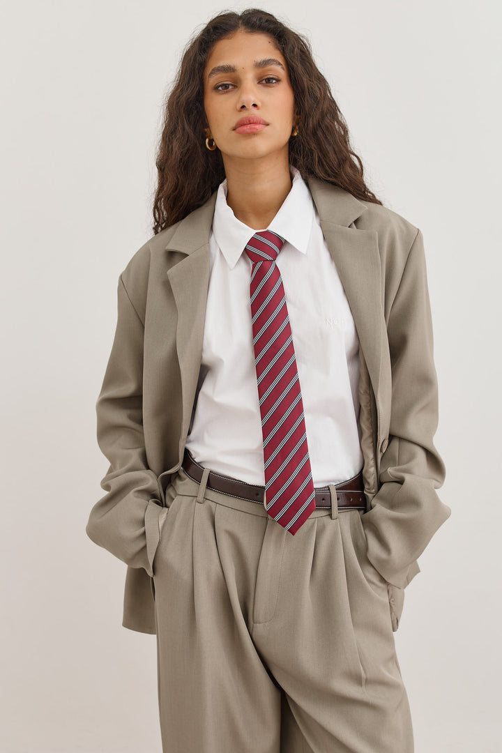 עניבת מקס דוגמת פסים | בורדו