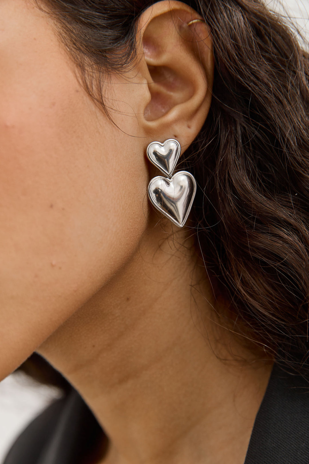 זוג עגילי הארט כפול | כסף