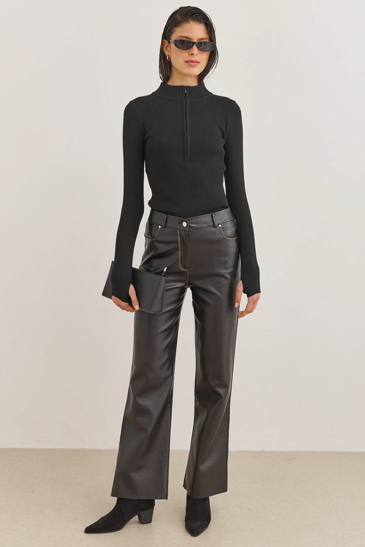 חולצת סריג דמיאן שרוולי כפפה | שחור