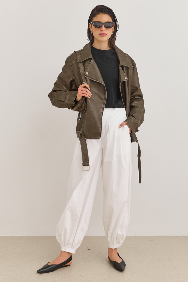 מכנסי בלון מקס בגזרה רחבה | לבן