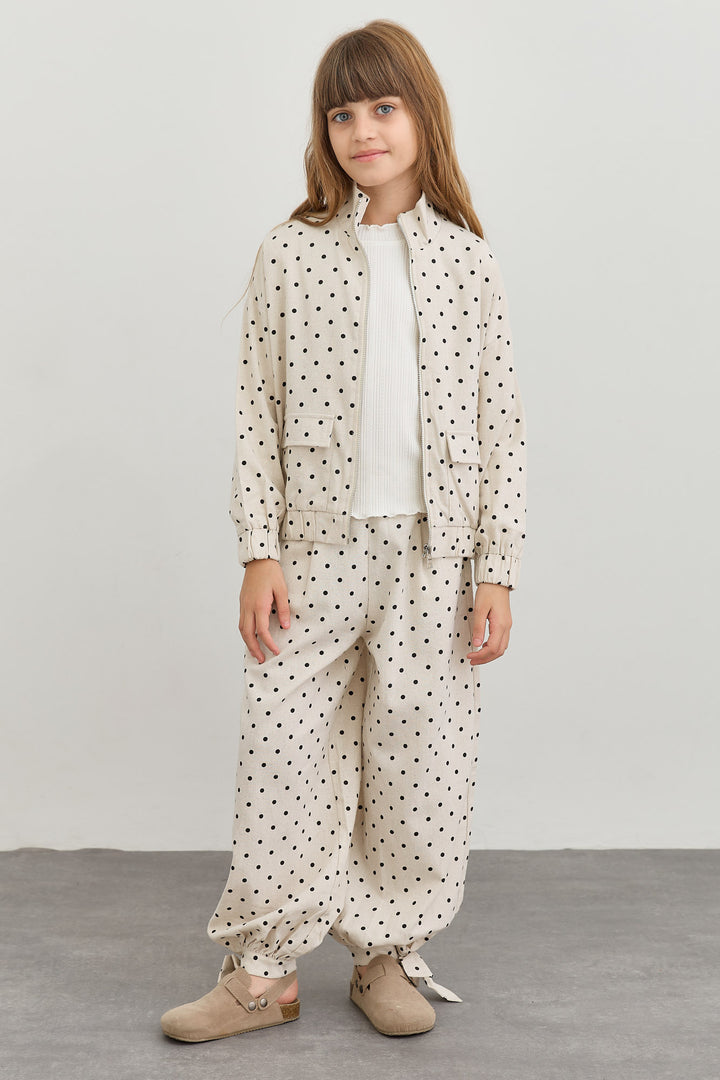 מכנסי בלון בגזרת אוברסייז פרינט נקודות | קרם