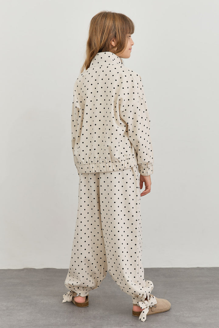 מכנסי בלון בגזרת אוברסייז פרינט נקודות | קרם