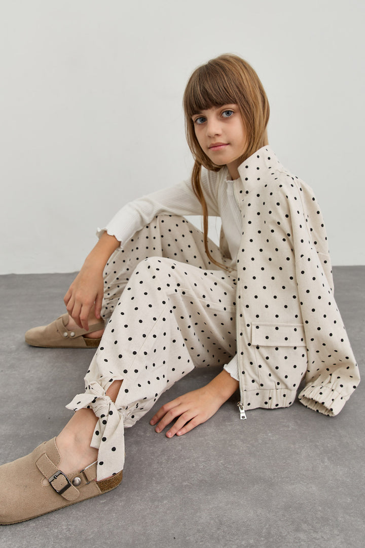 מכנסי בלון בגזרת אוברסייז פרינט נקודות | קרם