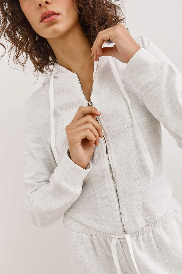 סוויטשירט קפוצ'ון קים תיפורים בולטים | אפור בהיר