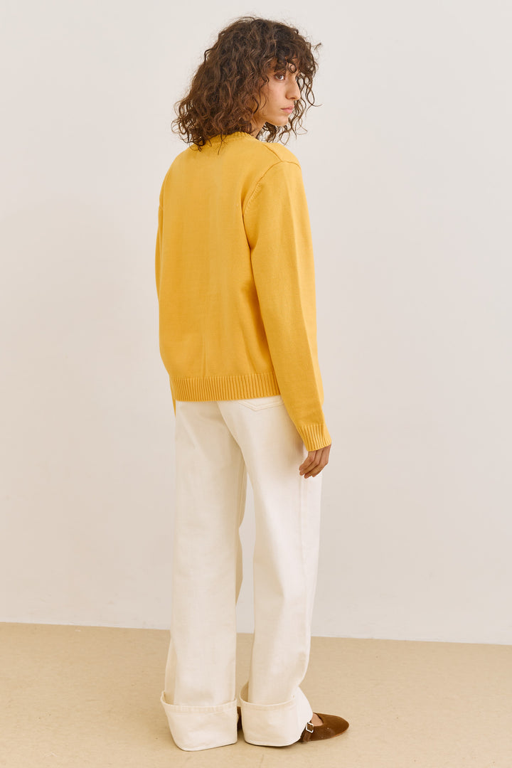 קרדיגן סריג ניקול כפתורי זהב  | צהוב