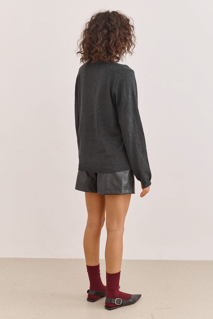 קרדיגן סריג הארי כפתורי לב | אפור