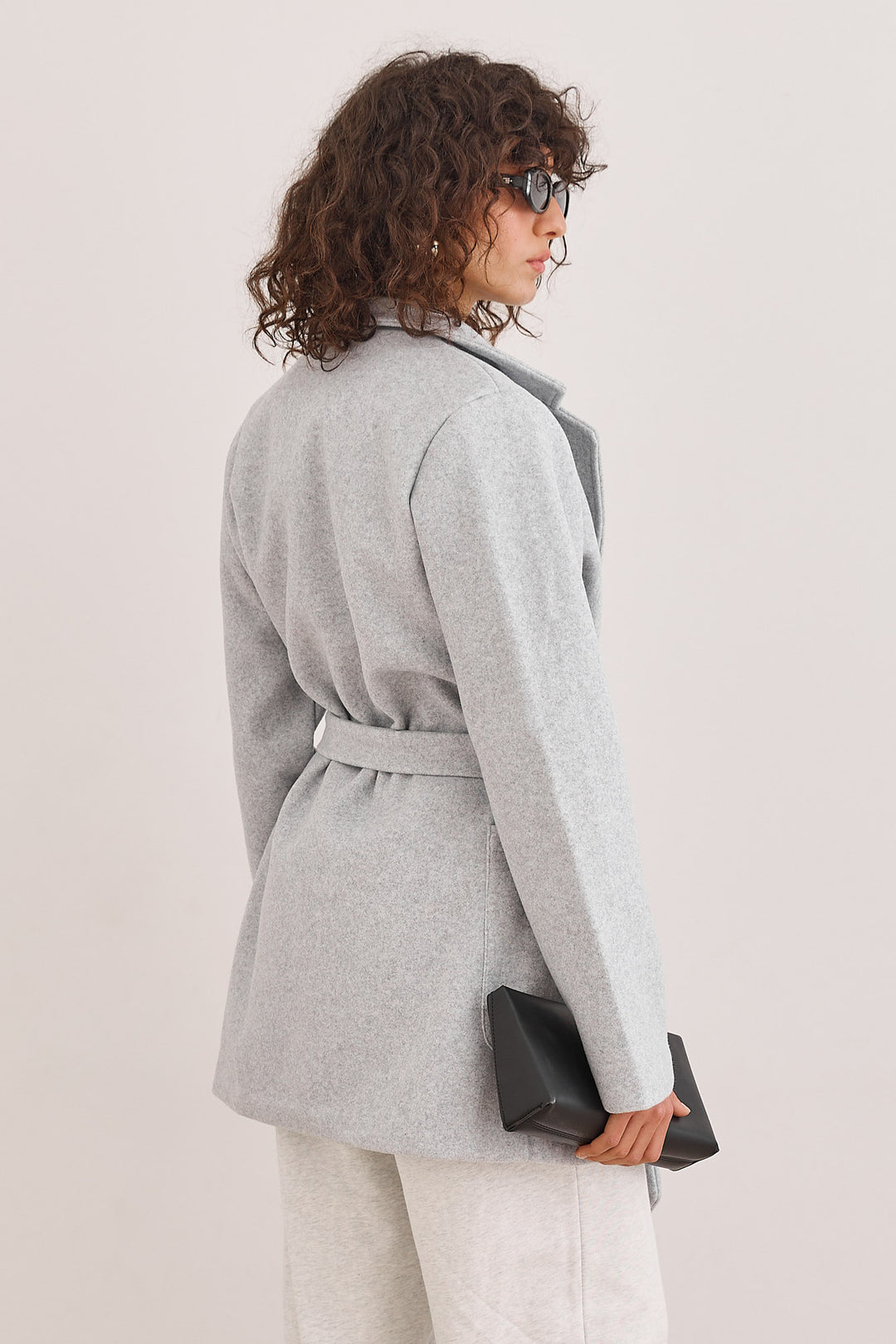 מעיל מחויט פיונה חגורת קשירה | אפור בהיר