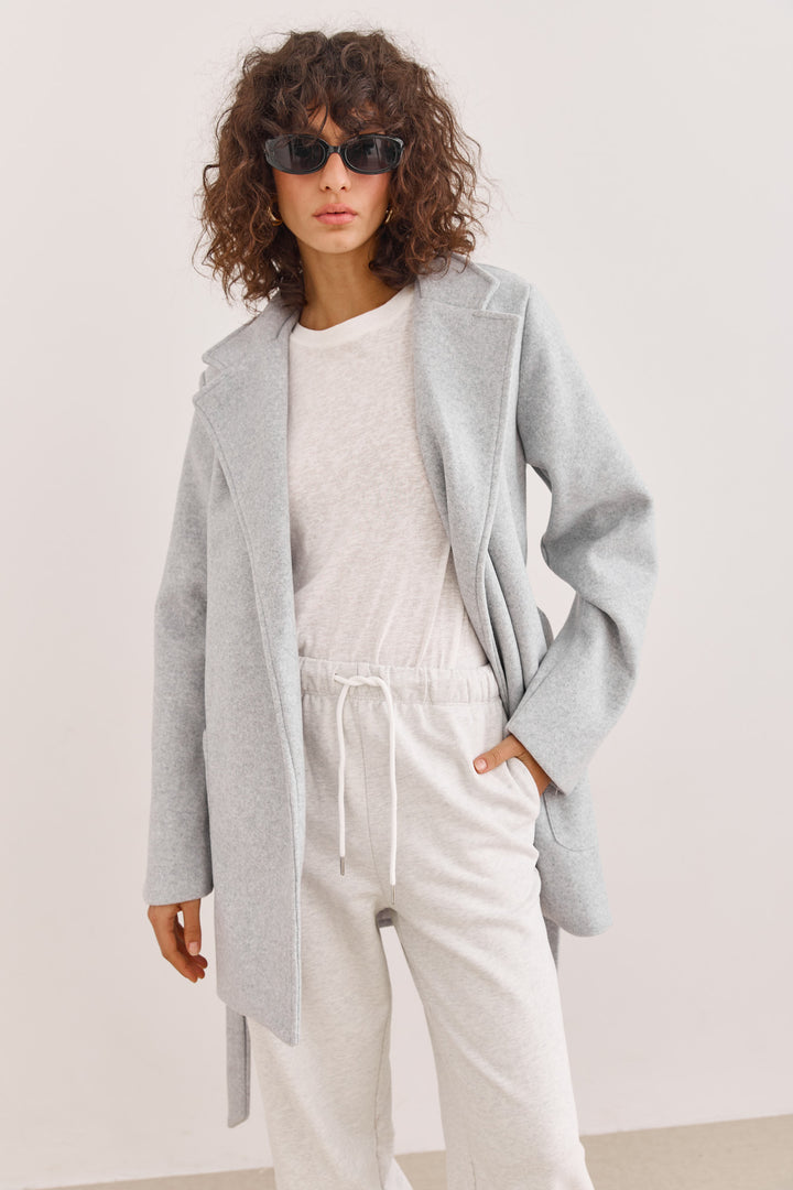 מעיל מחויט פיונה חגורת קשירה | אפור בהיר