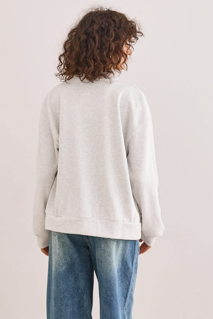 בומבר סוויטהארט בשילוב כפתורי לב | אפור בהיר