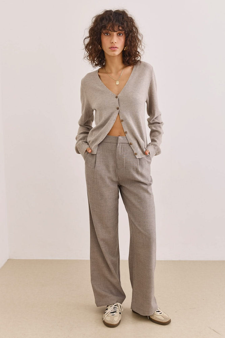 מכנסיים מחויטים אמבר  | חום אפרפר