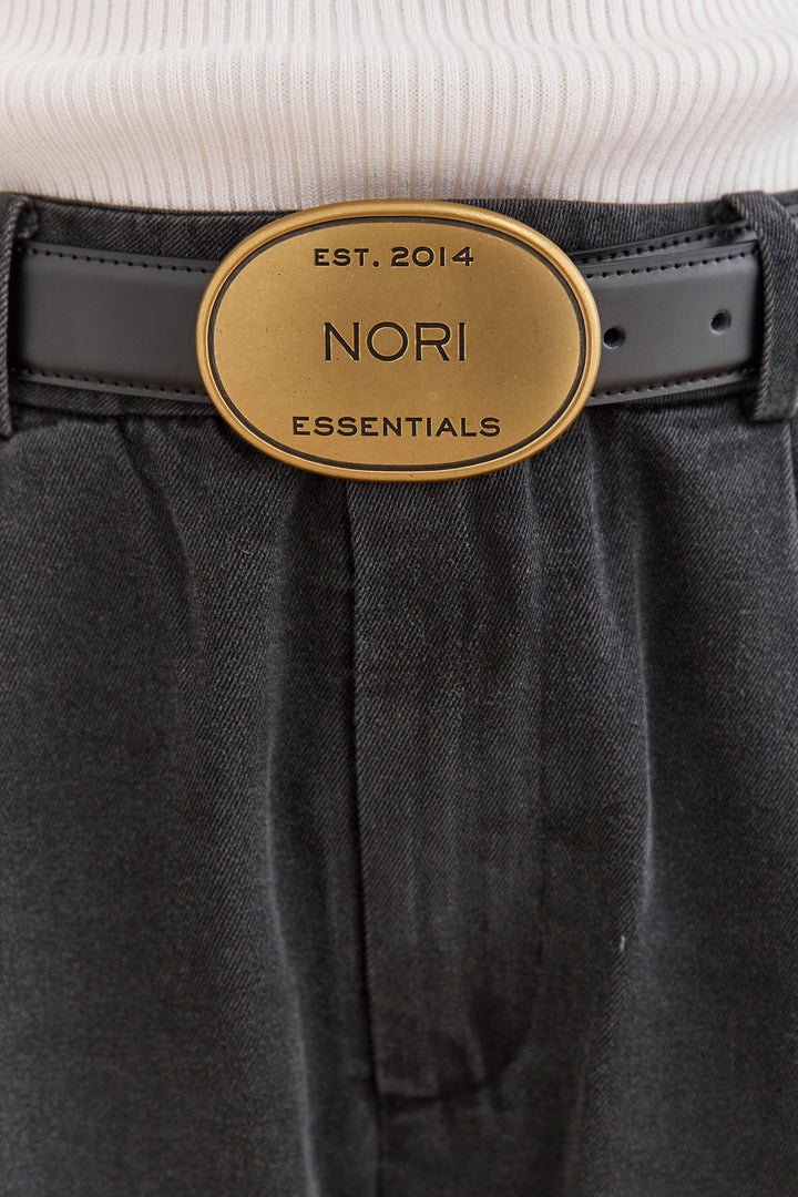 חגורת דמוי עור קנזס אבזם אליפסה | שחור