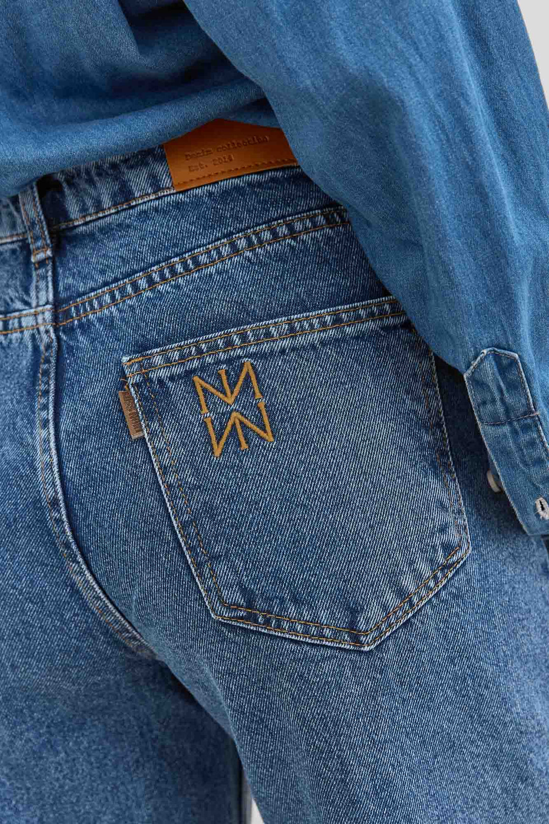 מכנסי דנים לאב גזרה ישרה | ג'ינס כהה